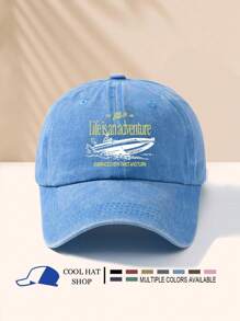 Vintage Washed "Ship Yellow Letter" Adjustable Baseball Cap - Lightweight Polyester, Ideal For Outdoor Activities & Gifts, Outdoor Sports Cap | Vintage Style Cap | Lightweight Headgear