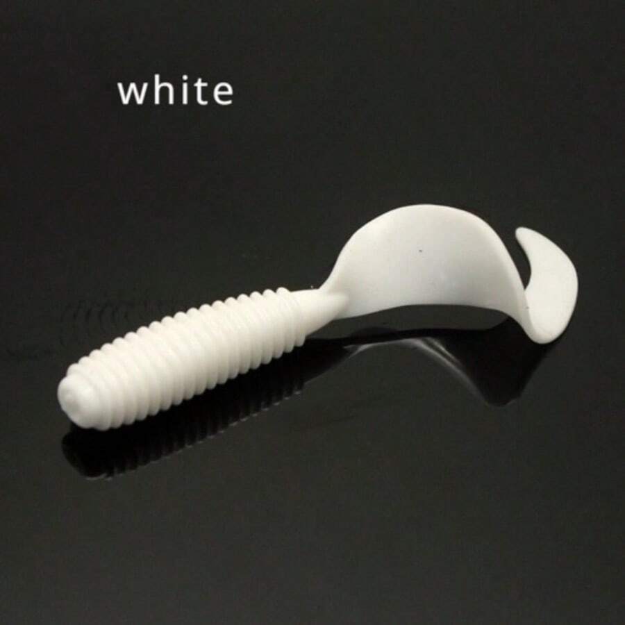 20 件高 PVC 含量蠕虫诱饵，大尾巴快速吸引鱼，预先浸泡在引诱剂中以保持持久气味，5/6/7 厘米卷尾蛆鱼饵适用于：路亚钓鱼、海钓、淡水钓鱼、河钓、蓝鱼、克拉皮鱼、鲈鱼 - 仿真魚餌 - 查看 1