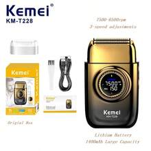 Kemei KM-T228 新款男士电动剃须刀，配备 1400mAh 大容量锂离子电池，3 档可调速度，液晶显示屏，可剃须和修剪胡须，刀片可去除面部毛发，是送给丈夫或父亲的理想新年礼物。 - 彩色 - 查看 12