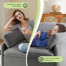 MERAX 50*43" Oversized Chenille Single Sofa Chair,Wide And Deep Seat Accent Chair,Modern Upholstered Comfy Armchair,Color Blocking Couch Lounge With Pillows For Living Room,Apartment,Bedroom,Light Gray - 淺灰色 - 查看 4
