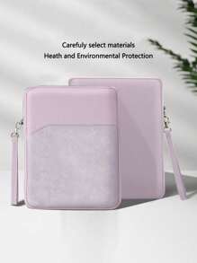1pc Polyester Material Pink Lightweight Zipper Large Capacity Multi-Layer Electronic Notebook With Padded Travel Protective Case, Suitable For 8"/11"/12.9" Tablets