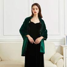Women's Velvet Shawl And Wrap Wedding Bridal Bridesmaid Outwear Evening Party Prom Dress Accessories Scarf - Màu xanh lá cây đậm - Xem 8