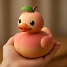 1 件手工桃鸭树脂工艺雕像，水果系列鸭子摆件，家居/办公桌装饰，花园装饰，礼物