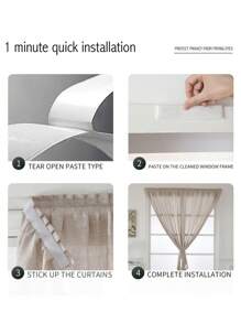 1pc Hook-And-Loop Curtains, Easy Installation Without Drilling, Self-Adhesive Window Sun Shade For Sunscreen And Heat Isolation