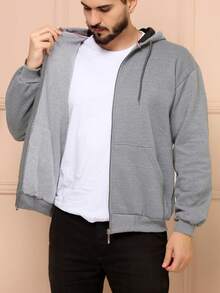 Cold Weather Sweatshirt With Pocket And Plain Hood With 3 Cables High Quality Unisex - 灰色 - 查看 1