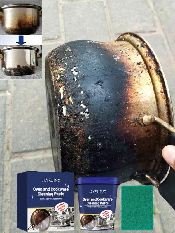 JAYSUING 100克不锈钢清洁膏，除油膏，适用于清洁厨具。去除污渍、锈迹，并抛光厨具。馈赠亲朋好友的绝佳礼物（新旧型号随机发货）