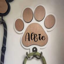 Personalized Paw Print Wooden Dog Leash Hook, Customizable Carved Wall Hook - Suitable For Collars And Coats, Durable Wooden Material, Paw Print Design, Perfect Decorative Memorial Gift For Pet Lovers - Multicolor - View 5