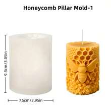 1 buah Cetakan Silinder Silikon Bentuk Sarang Lebah dan Bunga Timbul, Cetakan Dekorasi Lilin Aromaterapi DIY, Kerajinan Tangan, Pembuatan Hadiah, Bentuk Bulat Bertema Serangga - MultiWarna - View 5