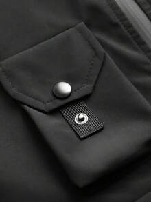 Men's Zip-Up Design Windbreaker Techwear Utility Jacket With Multiple Pockets - Black - View 7