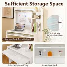 GOFLAME Computer Desk Home Office Desk With Magnetic Bulletin Board - White - View 3