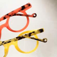 HAITONGCR Fashionable And Personalized Small Round Frame Anti Blue Light Spring Leg Reading Glasses, Fashionable Splicing Jelly Color Series, Suitable For Reading, Watching TV, And Watching Mobile Phones, With Glasses Case And Glasses Cloth - Trong suốt - Xem 6