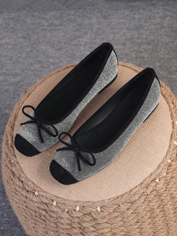 Bailarinas para mujer, moda de puntera cuadrada con slip-on, zapatos de suela blanda, zapatos planos versátiles con decoración de lazo, bailarinas para mujeres, tallas 35-43 (corren 1 talla grande)