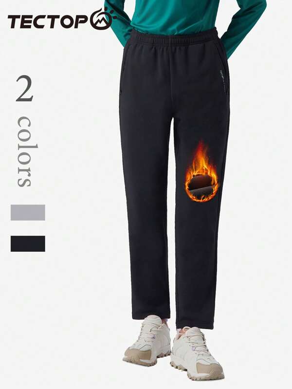 TECTOP Pantalones de nieve para mujer con forro térmico, cremallera, a prueba de agua y viento, con bolsillos y forro polar para senderismo e invierno