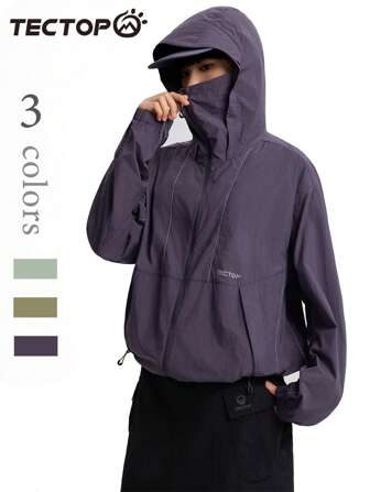 TECTOP Women's Spring/Summer Long-Sleeve Sun Protection Shirt UPF 50+ With Hood, Breathable Cooling Design, Dual Zippered Pockets For Outdoor Hiking And Trekking