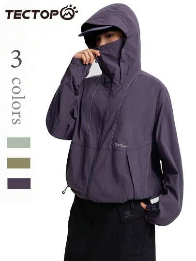 TECTOP Women's Long Sleeve Sun Protection Shirt, UPF 50+, Hooded, Breathable & Cooling Design, Dual Zipper Pockets, Suitable For Outdoor Hiking And Trekking, Spring/Summer