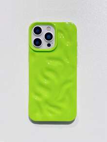 Y2K 美学风格创意 3D 封面波浪陨石纹理多巴胺彩色手机壳,皱纹纹理亮面绿色 TPU 防震手机软壳,兼容 16 Pro Max、15、13、 16、 14、 16 Plus - 綠色 - 查看 11