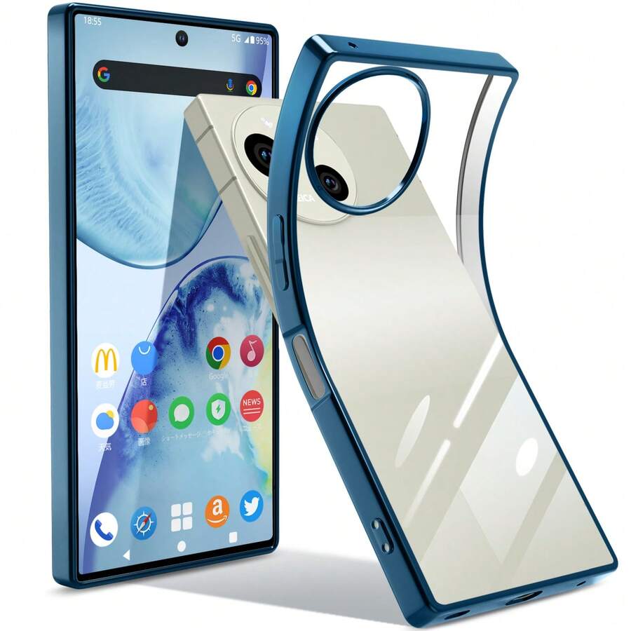 Aouduo Yomi AQUOS R10 AQUOS R9 ケース クリア 透明 TPU 薄型 軽量 耐衝撃 SH-51F SH-51E SH-M28 アクオス アール10 アール9 メッキ加工 ソフト 人気 保護カバー - ブルー - チェックする 1