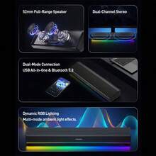 PHILIPS 适用于台式笔记本电脑的无线电脑扬声器、带彩色 LED 灯的 PC 条形音箱、带隐藏按钮音量控制的小型扬声器、适用于 Windows PC 的立体声音响