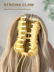 Claw Ponytail Extension Hair Blonde Color 16 Inch Heat Resistant Fiber Synthetic Shot Ponytail Hairpiece For Women Girls Daily Use