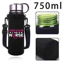 550-1500ML przenośna torba na butelkę z regulowanym paskiem na ramię Kreatywna torba na butelkę z nadrukiem pielęgniarki Trwała termiczna torba na kubek próżniowy Izolowana osłona ochronna, prezent świąteczny - Czarne - Zobacz 21