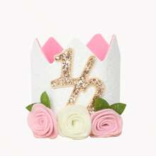 1pc/2pcs Baby 6 Months Birthday Party Decor | Handmade Wooden Bead Tassel Garland | Cute Floral Goose Birthday Hat | 1/2 Year Old Baby Girl Birthday Photo Props | Boho Style Party Decorations