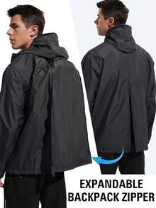 GYHSLightweight Rain Waterproof Windbreaker Packable Rain Coat - 深灰色 - 查看 9