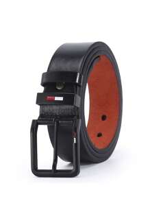 1pc Men's Solid Color Vintage Faux Leather Ratchet Belt, All Seasons