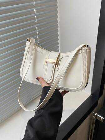 Elegant Crescent-Shaped Underarm Shoulder Bag For Women, Chic Casual Fashion, Solid Color Underarm Bag