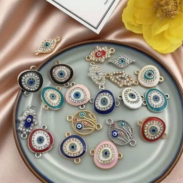 10pcs Alloy Charm Evil Eye Diy Pendant Jewelry Accessories Multi Colors Evil Eye Necklace Pendant