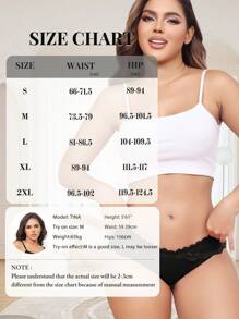 6 条装 黑色棉质女士内裤 蕾丝镂空比基尼内裤 弹力女士三角裤 S-XXL - 黑色 - 查看 8