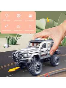 1 件大尺寸逼真越野惯性车带灯光和音乐，儿童城市模型车玩具，男孩警卫车，开门玩具车，非常适合生日玩具、圣诞礼物、返校