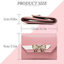 1pc Women's Short Tri-Fold Wallet With Magnetic Buckle & Bow Design, Mini Storage Purse - Multicolor - View 3