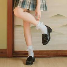 BIVOLU Womens Crew Socks Lace Ruffle Frilly Cotton Cute Princess Ankle Dress Socks Girl 6 Pack