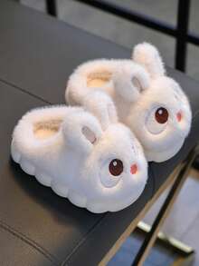 Women's Plush Slippers, Warm & Comfortable For Indoor Daily Life, Casual Autumn/Winter Shoes, Decorative Details Low Heel Elegant Simple Round Toe Slip-On Ladies House Slippers - White - View 4