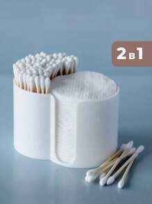 Cotton Swab Box Bathroom Storage Rack, Plastic Acrylic Canister To Organize Cotton Pads, Toothpicks, Hair Clips, Etc. - Multicolor - View 2