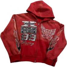 Zip Up Hoodie Grunge Jackets Streetwear Y2k Unisex Emo Vintage 2000s Outerwear Oversized Graphic Hoodies Star RapperChristmas - 黑色 - 查看 6