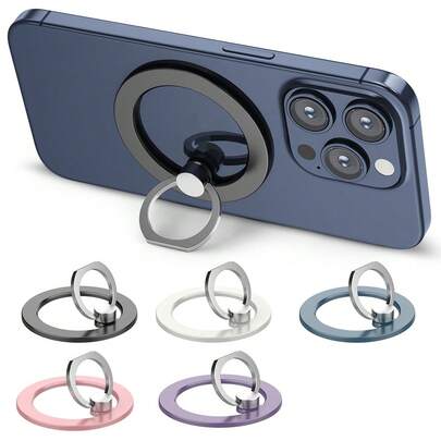 For Magnetic Finger Clasp 2 Sections Pocket Stand 1pc Ultra Light And Ultra Thin Strong Suction Rotating 360° Wall Stickers Everywhere Folding Ring Phone Holder Alloy Portable Universal Desktop Creative Compatible With IPhone, Android Phone, Gift For Birthday, Family, Friends Finger Ring Holder, Phone Grip, Phone Accessories