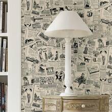 1 Cuộn Giấy Dán Tường Báo Cũ, Giấy Dán Tường Trang Trí Phòng, Miếng Dán Tường Trang Trí Nhà Bếp, Giấy Dán Tường Bóc Và Dán, Chống Thấm Nước Và Dầu Dễ Dán, Trang Trí Tự Làm Cho Phòng Ngủ, Phòng Khách, Quán Cà Phê, Văn Phòng, Miếng Dán Tường Vinyl, 393,7*17,71 inch - Lạc đà - Xem 4