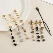 Hair Jewelry Dreadlock Accessories Natura Stone Hair S For Braids Hair Ring Crystal Hair Accessories For Women Black Pack Of 6