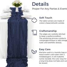 1pc Navy Blue Macrame Balinese Gauze Table Banner, Bohemian Style Table Cloth, Cheese Cloth Table Cloth, Table Cloth, Wedding Table Cloth, Party Table Cloth, Plain Weave Soft Fabric Table Cloth, Suitable For Multiple Occasions