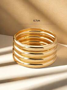 4pcs Thin Metallic Glossy Bangle Bracelets, Suitable For Holiday Parties, Dance Parties And Dates, Elegant Gift For Girlfriend
