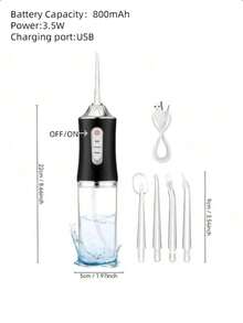 电动水牙线套装，无线口腔冲洗器，4 个喷嘴，360 度旋转喷嘴，适用于男士和女士日常牙齿护理和牙龈清洁，是节日礼物的理想之选