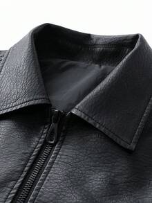 Men's Fashionable Casual Versatile Motorcycle Stylish Leather Jacket Bomber Jacket For Autumn/Winter, Grunge