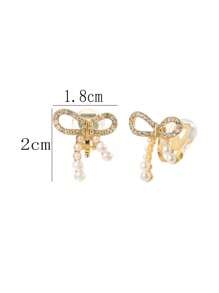 1 Paar modische, mit Perlen und Strass besetzte Schleifenclip-Ohrringe, Qualität auf hohem Niveau, schlankender Effekt, geeignet für den täglichen Gebrauch von Frauen und als Festivalgeschenk