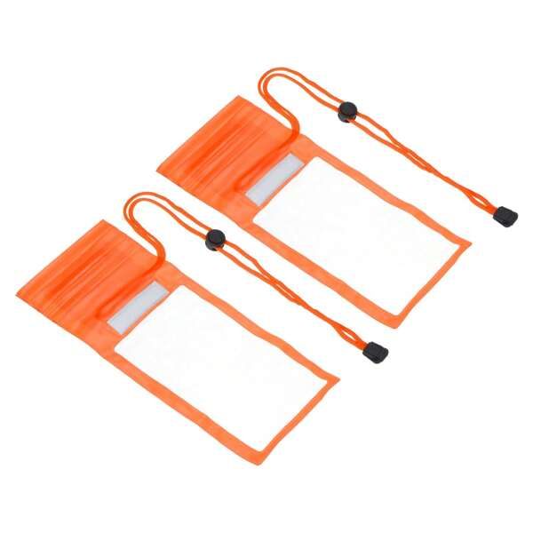 Waterproof Phone Pouch, 2 Packs Universal Lanyard Cellphone Dry Bag Clear Protection Cover Bag For Beach Swimming Pool, Orange