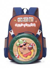 1 pieza Nueva mochila de alta gama para niña con diseño lindo de capibara de nailon, nuevo bolso de moda, combinación de colores frescos y estimulantes, estilo juvenil de niña, correas ajustables, casual y de moda, muy adecuado para salir y también como regalo para amigos