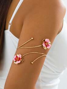 1pc Summer Sexy Vacation Style Layered Dripping Flower Armband For Women