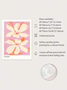 1 件无框粉色背景墙艺术装饰，橙色叶子和白色花瓣帆布印刷 - 柔和花卉抽象家居装饰，非常适合客厅、卧室、办公室或餐厅，无框海报，现代农舍风格，室内使用，客厅艺术 | 现代农舍装饰 | 无框艺术品，墙面装饰 - 彩色 - 查看 6