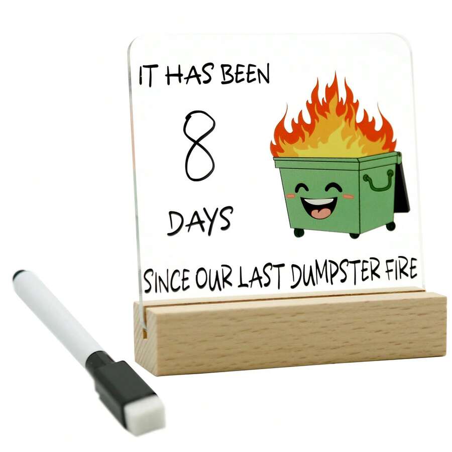 GIURKUU Decoración de escritorio con fuego de contenedor, regalos ornamentales de oficina divertidos para compañeros de trabajo, compañero, empleado, jefe, cartel de humor lindo para escritorio de oficina como regalo de cumpleaños o intercambio de regalos