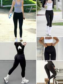 女士黑色塑身裤，高腰提臀显瘦，适合圣诞节穿着